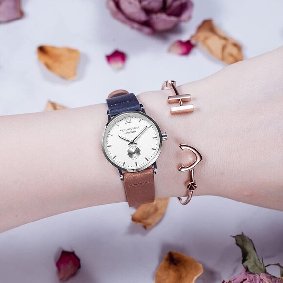 Retro Women Watches Small Dial Analog Quartz Detachable Genuine Leather Strap La - Picture 7 of 8